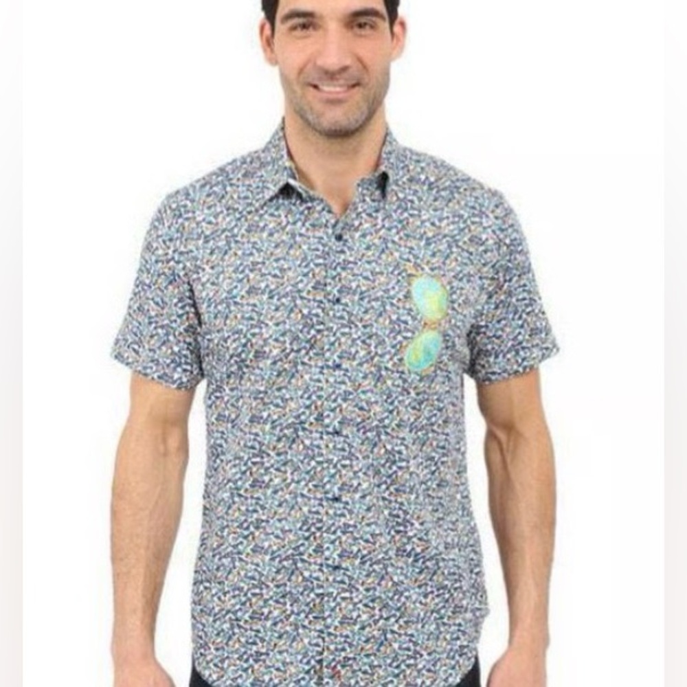 Robert Graham Sunglass Valley Classic Fit Short Sleeve Button Down Shirt - Large